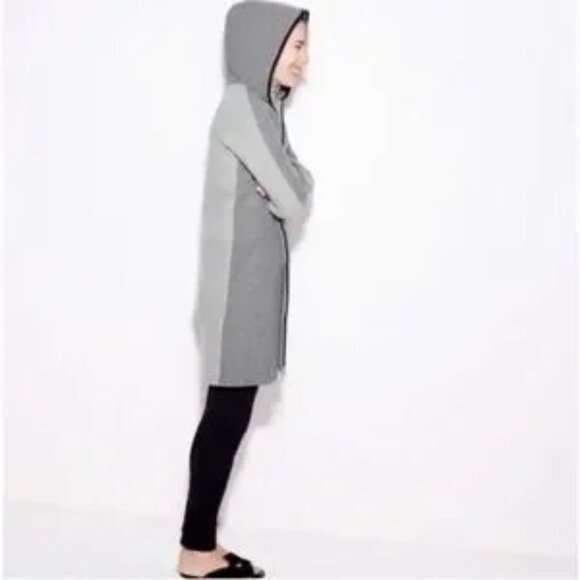 🌟NEW🌟J. Crew Nello Gori Hooded Stadium Cloth Coat Gray Colorblock Leather Trim - Picture 2 of 11